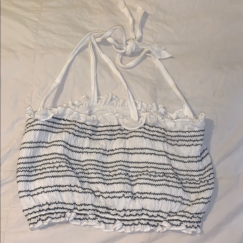 White Striped Crop top
